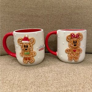 Gingerbread Mickey & Minnie Mouse Christmas Mugs Set of 2 Disney Brand New Viral